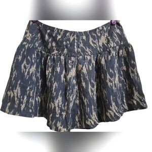 SILK Black/tan printed flowy mini skirt. Size Small